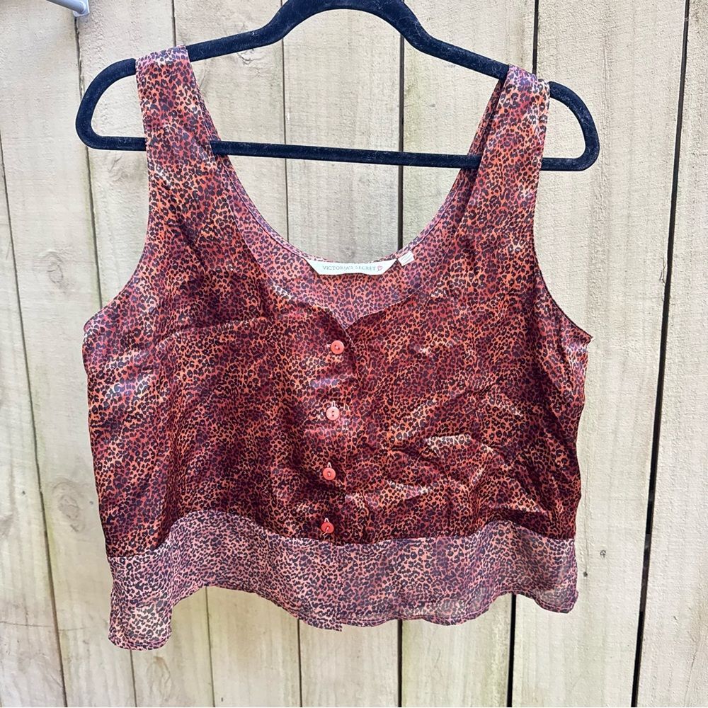 Vintage Y2K Victoria's Secret Red Leopard Crop Top